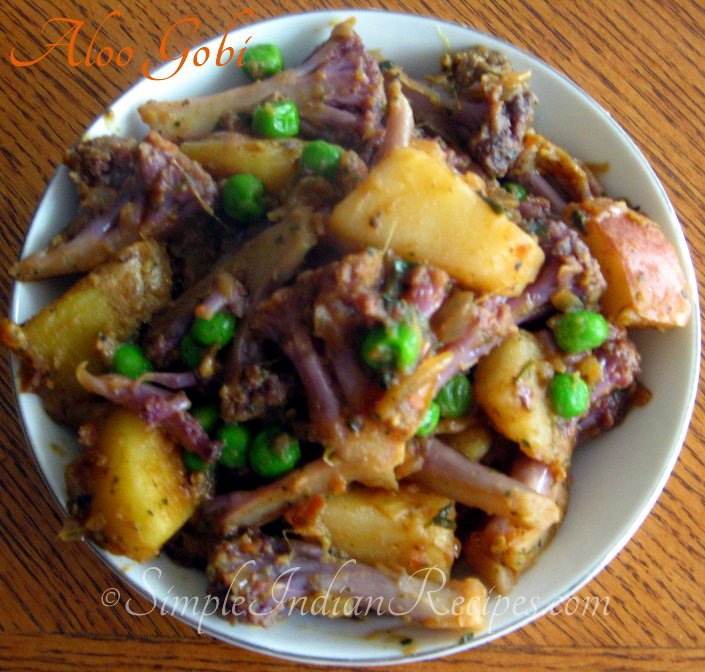 Aloo Gobhi Matar with Purple Cauliflower